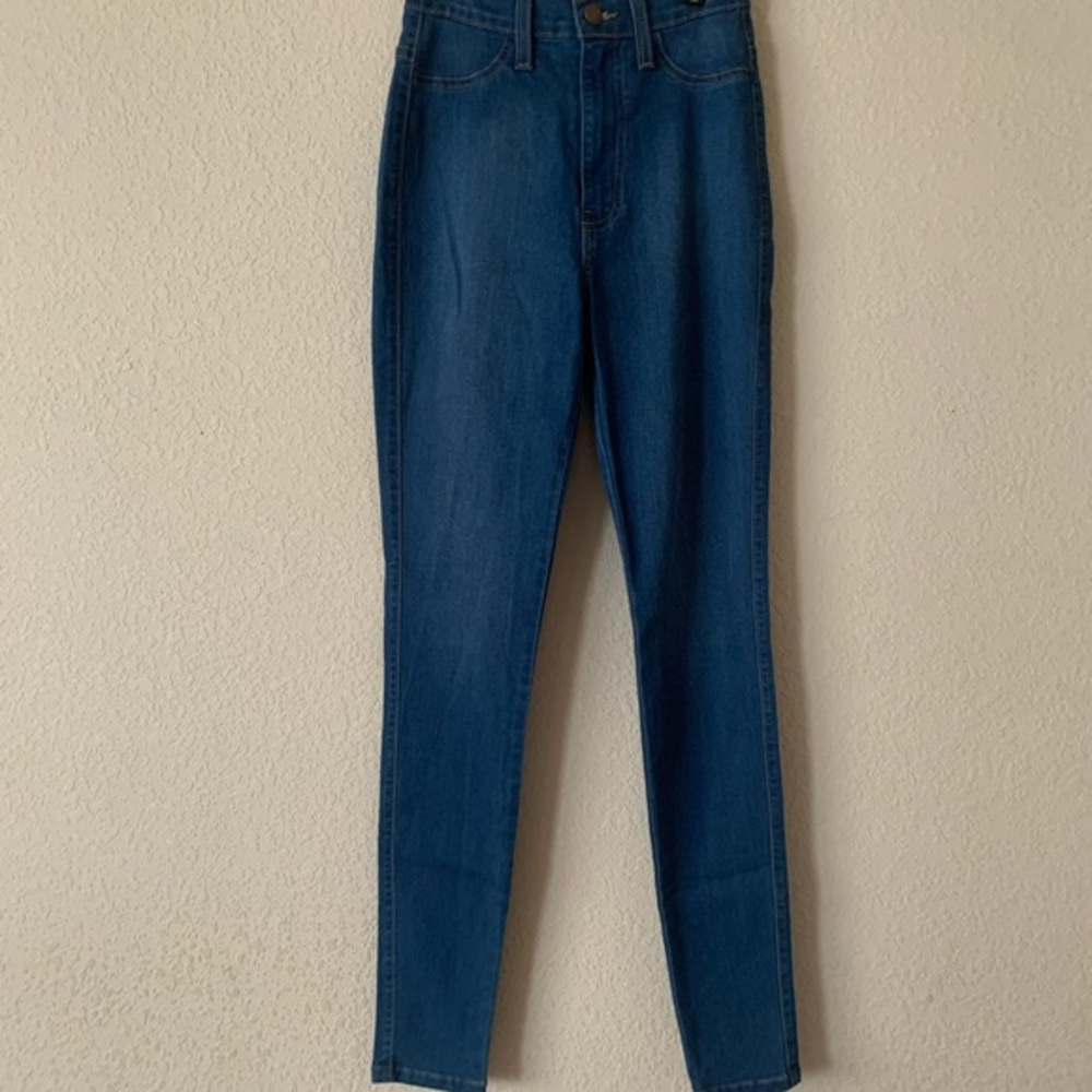 Ultra high waist skinny mom jean stretch nwot USA Xs S Bodycon Denim Curve